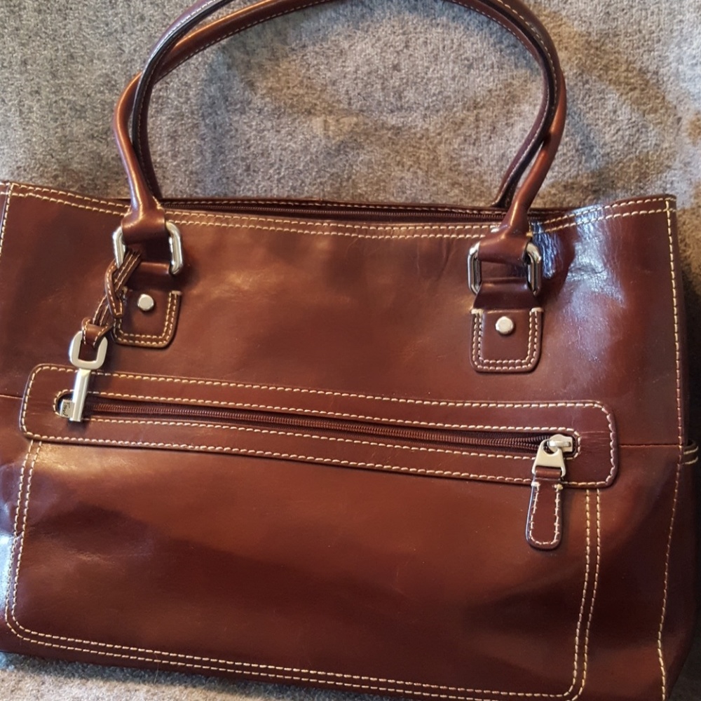 Fossil Brown Leather Tote Bag